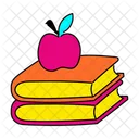 Vibrant Book And Apple Illustration Symbol Of Education Teacher Appreciation 아이콘