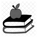Black Monochrome Book And Apple Illustration Symbol Of Education Teacher Appreciation Symbol