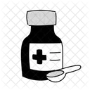 Half Tone Syrup Medicine With Spoon Illustration Syrup Medicine With Spoon Medicine Icon