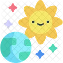 Systeme Solaire Kawaii Education Icône