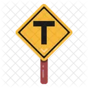 T Intersection T Road Traffic Board Icon