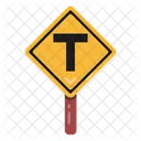 T Intersection T Road Traffic Board Icon