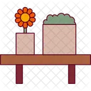 Tabble Potted Plants Wooden Table Icon