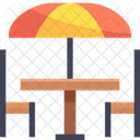 테이블 세트 식탁 우산 아이콘