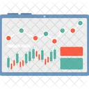 Tablet-Bildschirm mit Diagrammen und Tabellen  Symbol