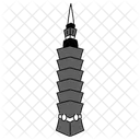 Black Monochrome Taipei Tower Illustration Landmarks Icons Symbol