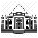 Black Monochrome Taj Mahal Illustration Landmarks Icons Icon