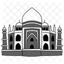 Black Monochrome Taj Mahal Illustration Landmarks Icons Symbol