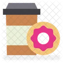 Take Away Coffee And Donut  Icon