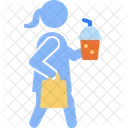 Take Away Girl Snack Drink Icon