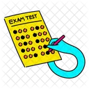 Vibrant Fill Exam Sheet Illustration Taking A Test Exam Completion Icône