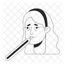 Taking Oral Temperature Blonde Caucasian Sick Female Icon