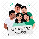 Taking Selfie Picture Friends Icon