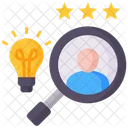 Talent Search Magnifyglass Light Bulb Icon