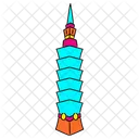 Vibrant Taipei Tower Illustration Tallest Building In Taiwan Taipei Landmark 아이콘