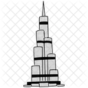 Half Tone Burj Khalifa Illustration Tallest Building In The World Dubai Landmark Icon