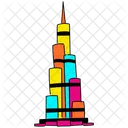 Vibrant Burj Khalifa Illustration Tallest Building In The World Dubai Landmark Icon