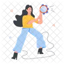 Tambourinist Playing Tambourine Tambourine Music アイコン