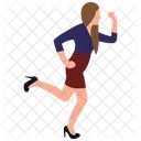 Tarde A La Oficina Chica Con Prisa Chica De Oficina Icono