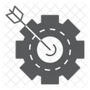 Target Arrow Cogwheel Solution Business Strategy Icon