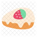 Tarta De Queso Y Fresa Pastel Ilustracion Icono