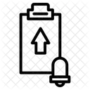 Task arrow in clipboard with bell  Icon