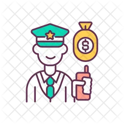 Tax officer with money bag  Icon