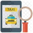 タクシー検索、キャブ検索、乗り物の検索 アイコン