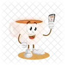 Mascota Del Logotipo De La Taza Pose De Selfie Emocion Icono