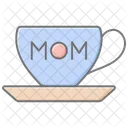 Tea Cup With Best Mom Lineal Color Icon Icono
