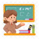 Teacher At Blackboard Back To School Class Icon