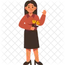 Teacher Woman Flowers Icon
