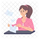 Tearing Paper Sad Employee Work Stress Icon