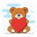Teddy Holding Heart Love Teddy Valentine Teddy Icon
