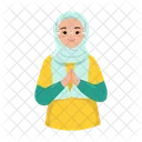Teenage Muslim Girl Wearig Glasses Eid Ramadan Symbol