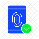 Teléfono con huella digital Verificado  Icono