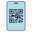 Teléfono inteligente con código qr  Icono