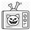 Television Espeluznante Gato Transmision Icono