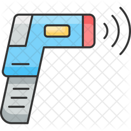 Temperature Gun Icon - Download in Colored Outline Style