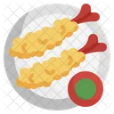 튀김 새우 아시아 음식 아이콘