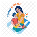 Tender Embrace Cuddling Motherhood Icon