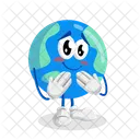 Mascotte Du Logo De La Terre Pose Honteuse Icône
