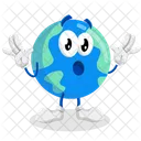 Mascotte Du Logo De La Terre Pose Surprise Icône