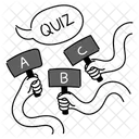 Black Monochrome Quiz Time Illustration Testing Knowledge Quiz Competition Symbol