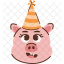 Cochon Fete Chapeau Icône