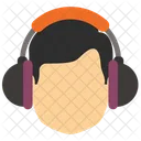 Tete Masculine Avec Casque Casque Musique Icône