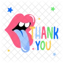 Thank You Tongue Emoji Typography Words Icon