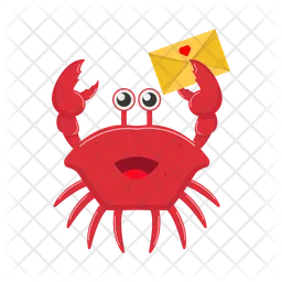 The crab carries an envelope  Icon