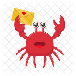 The crab carries an envelope  Icon