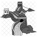 Black Monochrome The Great Wall Illustration Landmarks Icons Symbol
